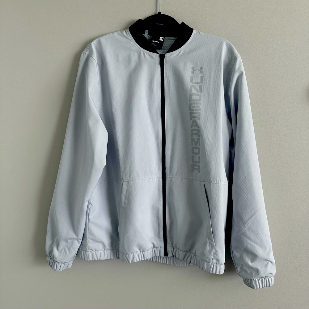 Under Armour Storm Unstoppable Men's Light Gray Bomber Jacket, Athleisure, Golf